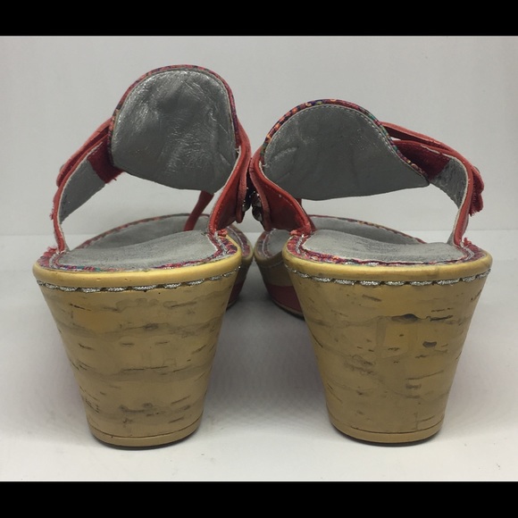 ALEGRIA RED THONG Women's Wedge SANDALS Sz 39 US 9 - Picture 6 of 8